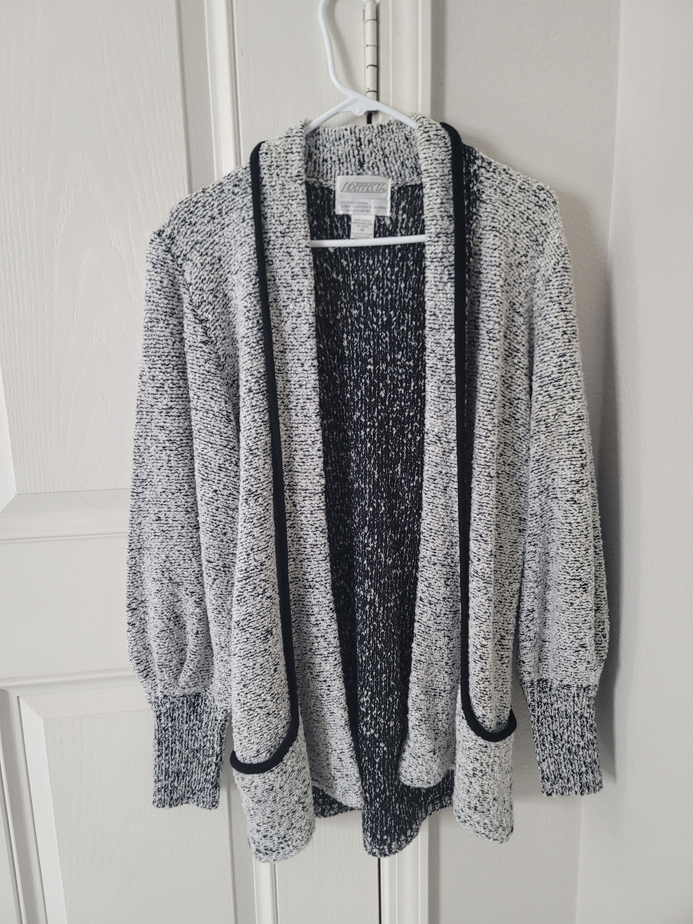 Cozy Open-Front Black & White Cardigan Sweater